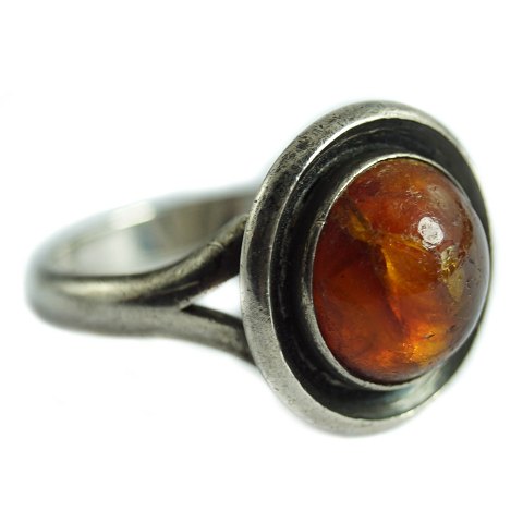 Niels Erik From; Ring of sterling silver set with amber