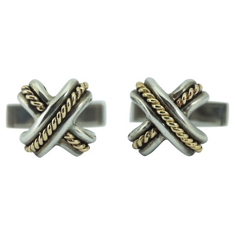 Tiffany & Co.; Cufflinks of sterling silver and 18k gold