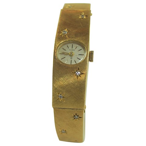 Numa, model Depose; wristwatch of 18k gold with diamonds