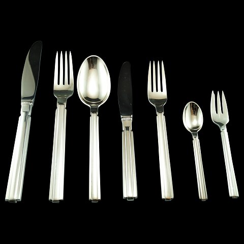 Hans Hansen; Arvesølv 18 silver cutlery, complete for 6 persons, 42 pieces