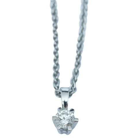 A princess pendant, set with a diamond 0,32 ct. W-VVS, mounted in 14k white gold