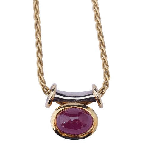 Frantz Hingelberg, Necklace in 18k gold and whitegold with a ruby