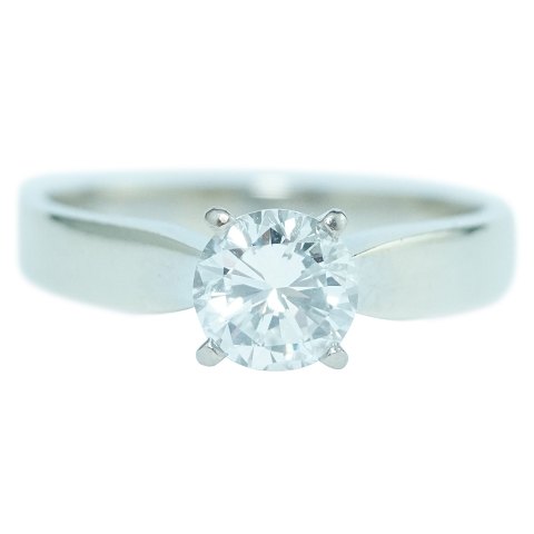 A brillant ring 0,90 ct. mounted in 14k white gold