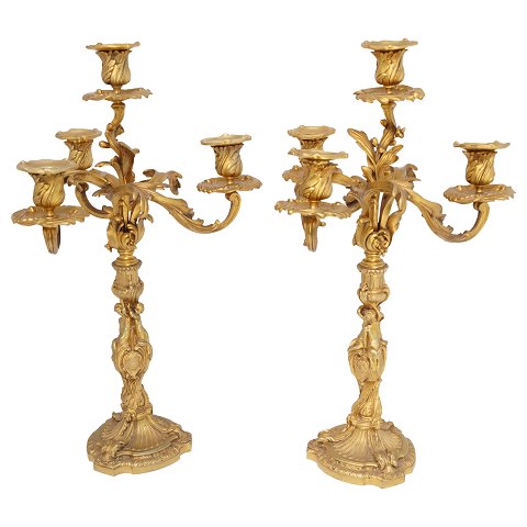 Pair of French candelabras, gilt bronze, 1860