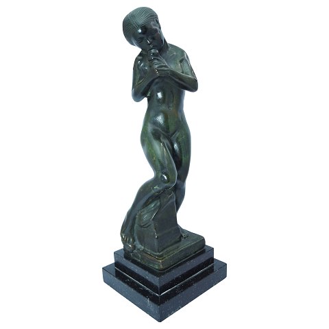 Kai Nielsen; "Eva med æblet" figur i grønpatineret bronze