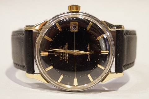 Omega; Armbåndsur, Constellation, stål med sort skive,  1968