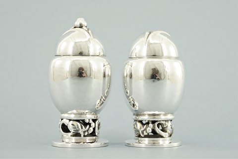 Georg Jensen; Magnolia/Blossom  salt and pepper set of sterling silver #2A