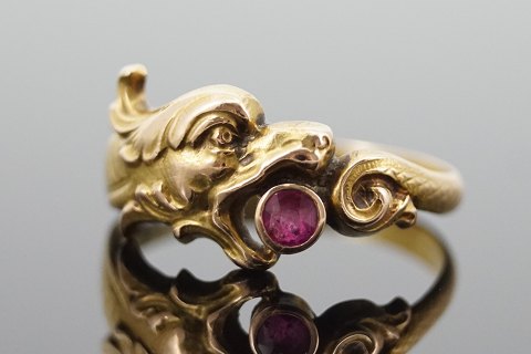 Fransk rubin ring af 18 kt. guld, omkring år 1900