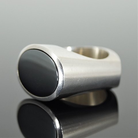 Georg Jensen; A ring of sterling silver set with a hematite #A110A
