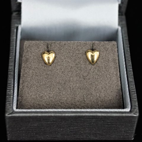 Små ørestikker/øreringe af 14 kt. guld, hjerter