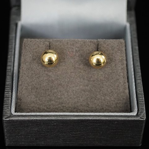 Øreringe/ørestikker af 14 kt. guld, kugler diam. 5 mm