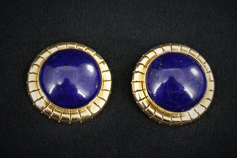 Ørestikker med lapis lazuli fattet i 14 kt. guld