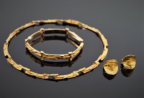 Lapponia; Finsk design smykkesæt af 14 kt. guld