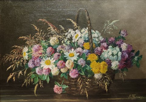 Emmy Thornam maleri; Opstilling med blomsterkurv