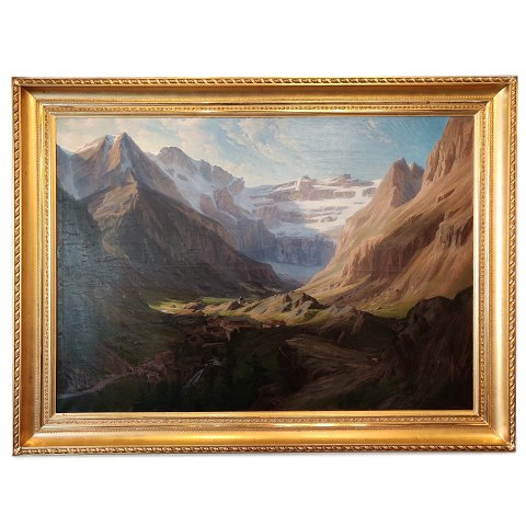 Eiler Rasmussen Eilersen; Maleri, Schweizisk bjerglandskab, olie på lærred