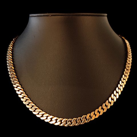 Panser halskæde i forløb af 14 kt. guld, l. 41,5 cm, b. 5-7  mm