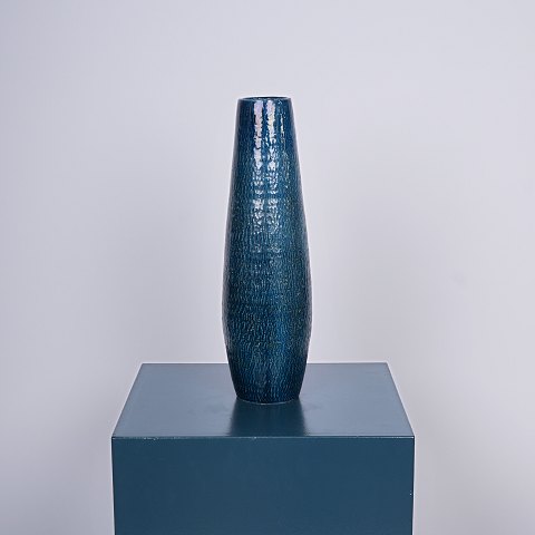 Gunnar Nyland for Nymølle; Høj keramik vase i blå glasur