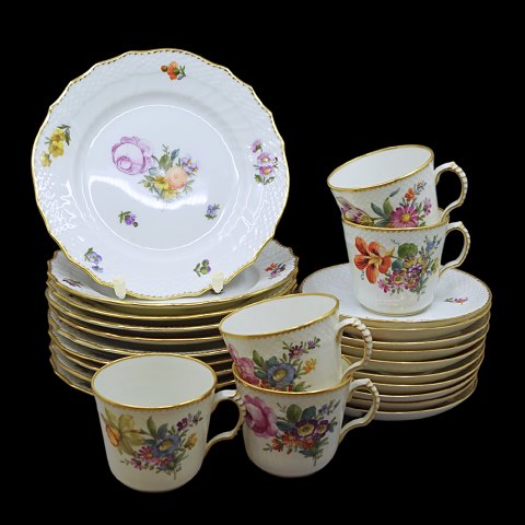 Royal Copenhagen, Tung Saksisk blomst porcelain; espresso set for 10 persons