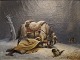 Niels Simonsen maleri 1855, liggende såret kriger