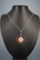 Niels Erik From; A necklace of sterling silver set with rose quartz