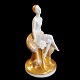 Bing & Grøndahl; Blanc de chine porcelænsfigur med guld #2112