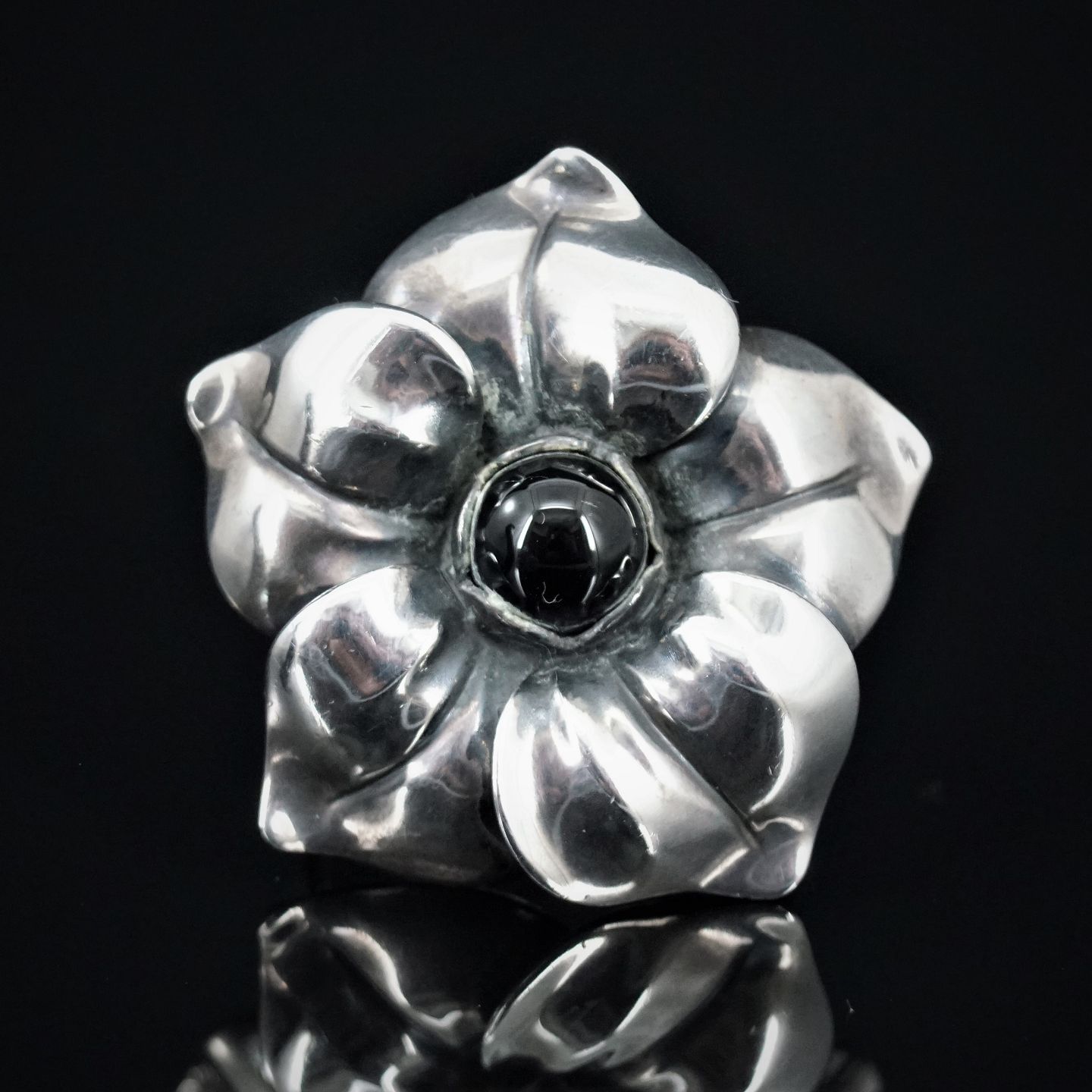 Antik Damgaard-Lauritsen - Georg Jensen, Regitze Overgaard; "Flower" ring af sterling sølv sort agat #5